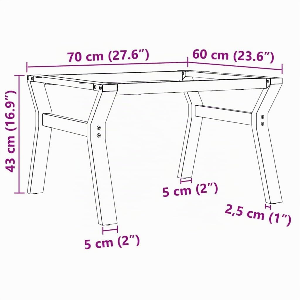vidaXL Patas de Mesa de Centro Estructura Y Acero 70x60x43 cm, Pata de Mesa Auxiliar, Pata de mesita Auxiliar, Pata de Mesa de Metal