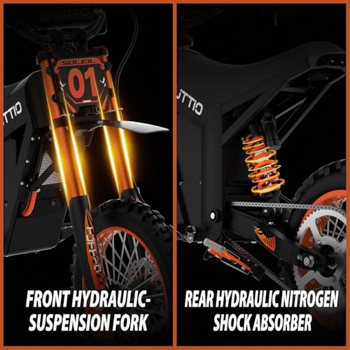 Image of IGC Tuttio Soleil01-GB Electric Dirt Bike, Peak 3000W 21AH Outdoor Electric Mini Bike - 14 inch /12 inch Fat Tire Motorcycle, 3 Speed Modes Off-Road Ebikes, 18-43 Miles Range Ebikes for Adults & Teens