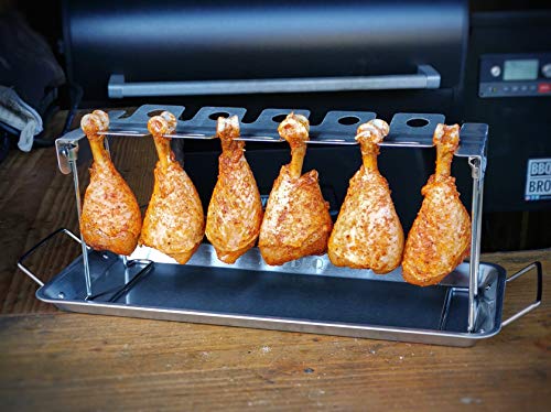 AMZBBQ® Premium Hähnchenschenkel Halter für 12 Keulen - Robuster Hähnchen Ständer aus 100% Edelstahl - Spülmaschinengeeignetes Hähnchenbräter-Grillzubehör für Männer Geschenk
