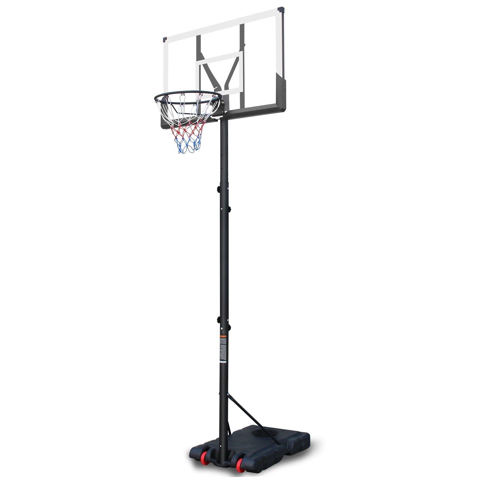FRITHJILL Height Adjustable Portable Basketball Hoop System with 44-Inch Backboard, 5.7'-10' Adjustable Height, Fillable Base with Wheels for Teens & Adults, Indoor/Outdoor Use, Black