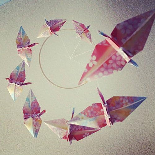 Floral Chiyo Origami Crane Spiral Mobile