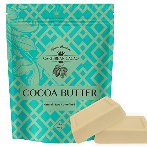 Cocoa Butter 2 lb. Raw Unrefined Cacao Butter Lotion. Coco Butter Body Bar for DIY Creams for Skin, Stretch Marks, Lip Balm, Lotions, Face, & More. Raw Cacao Coco Butter Sticks. Manteca de Cacao.
