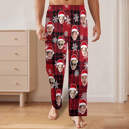 Custom Pajama Pants with Photo for Men Women Personalized Photo Funny Face Pj Bottoms Sleepwear Trousers Socks4