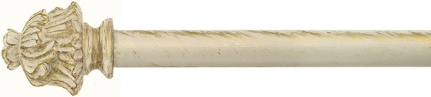 Gardinenstange Ausziehbar, Vorhangstange Gardinenstange variable Länge Landhaus Shabby Chic - Vintage - 160-300 - Durchmesser 2 cm - Elfenbein Dunkel/Gold - Metall