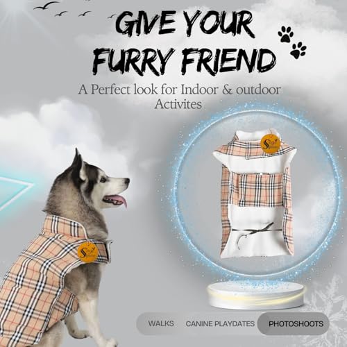 Image of Sage Square Winter Coloured Dog Coat - All-Weather Protection, Windproof, Waterproof Cozy Fleece Lining, Adjustable Straps, Durable Construction, Stylish, Comfortable, Jacket (Cream & White, XX-Large)