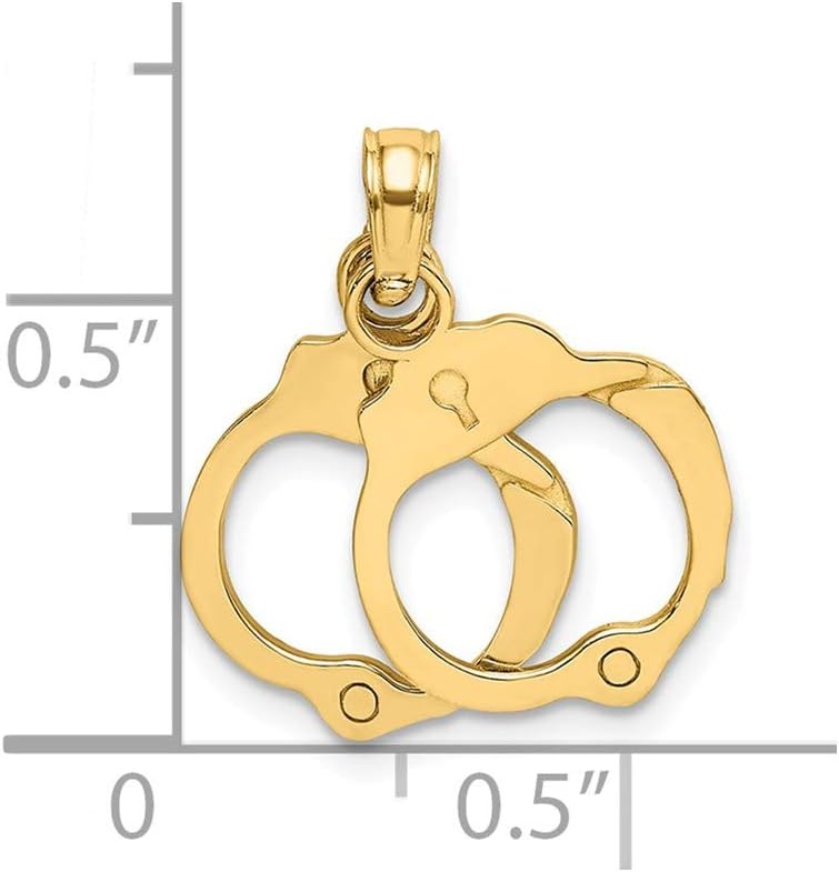 14K Yellow Gold Handcuffs Moveable Pendant - Image 3