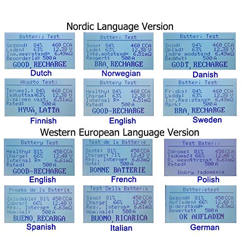 Loijon Verificador multilíngue 30-200Ah do verificador da carga do verificador da bateria de carro c
