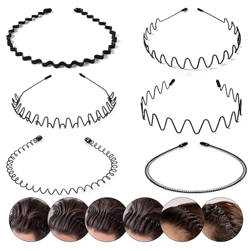Elalove 6 Piezas Diadema de Metal en Forma de Onda, Diadema Elástica Unisex para Hombre, Mujer y Niña, Ideal para Deportes y Uso Diario | Ya disponible en tu tienda friki favorita! En mundofriki.es!