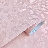 wolpin Bedroom Wallpaper (45 x 300 CM, Pink) | Peony Roses Love Design Embossed Textured Self Adhesive Peel & Stick Wall Sticker | Pink DIY Girls Room Decorative Wallpaper