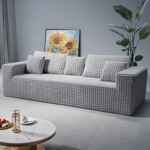 HOMRELEXA Diamond-Textured Boneless Couch with Pocketed Coil Springs, 90 Inch