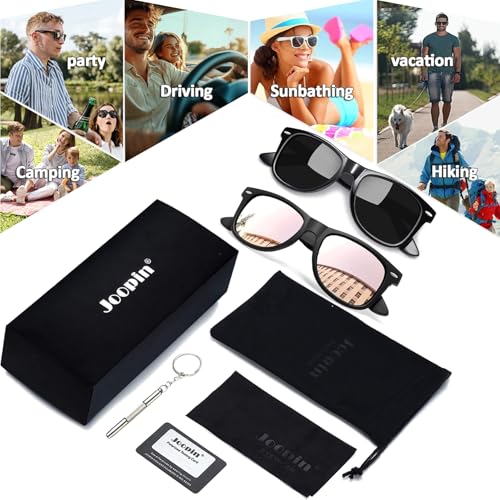 Image of Joopin Square Sunglasses Polarized UV400 Designer Sun Glasses Men Women | Oversized, Plastic Frame, Retro, Vintage, Unisex, Trendy Shades for Driving, Party, Fishing, Business, Costume