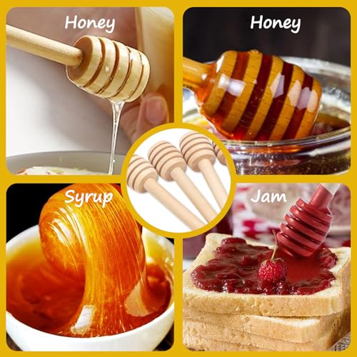 6 Stück Honiglöffel Holz, Honigspirale Honigstab Set Honigrührer aus Holz Honig Rührstäbchen Honigheber Dosierer zum Auffangen und Abgeben von Honig-Marmelade-Sirup(8cm,10.5cm,16cm)