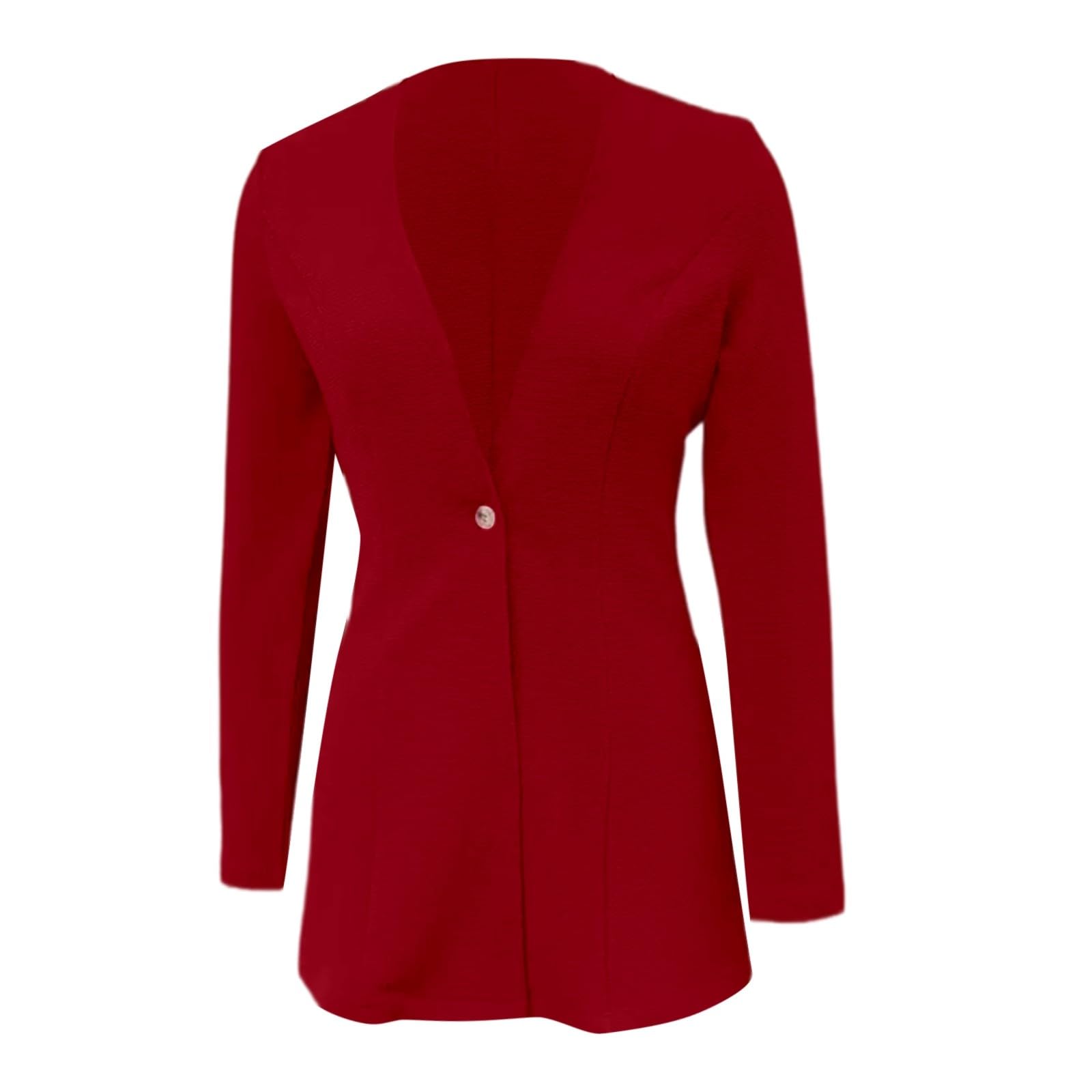 Generisch Chaqueta de manga larga con solapa de color liso para negocios casual (rojo, XXL)