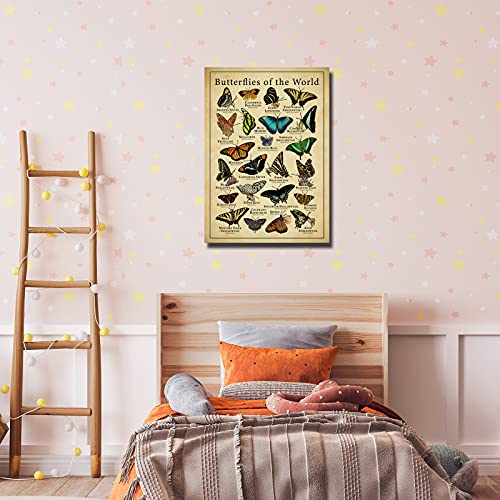 The Butterflies Wall Art Modern Poster Artwork Canvas Knowledge Vintage Giclee Prints, Education Picture Painting Wall Decor For Bedroom Decoration Unframed 12X18 Inch(30X45Cm) #TOP4