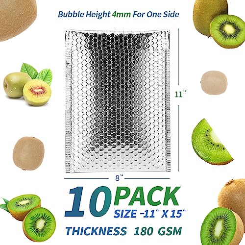 Image of Thermal Bubble Mailer 11 x 15 Inch,Pack of 10 Self Seal Cool Bubble Mailers,Insulated Mailers for Cold Shipping,Foil Mailing Envelopes,Insulated Shipping Bags for Food, Perishables, Cosmetics