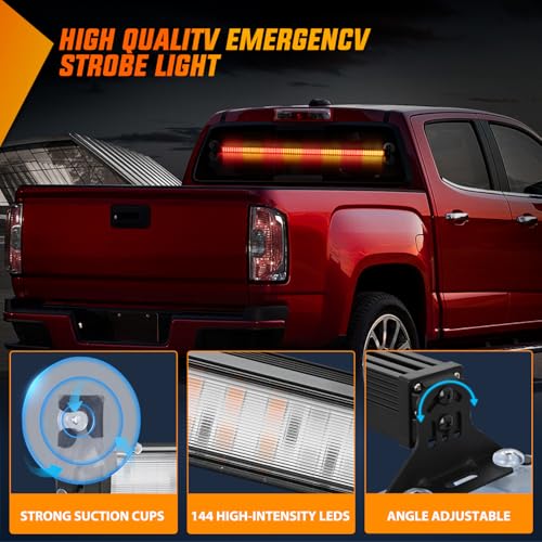Image of Nilight 144LED Traffic Advisor Strobe Light Bar with Controller Amber Red
