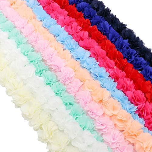 Yalulu 5 Yards Flower 3D Chiffon Lace Trim Ribbon Fabric Applique Trimming Craft Sewing Wedding Dress Decoration Accessories (Light Pink) #TOP1