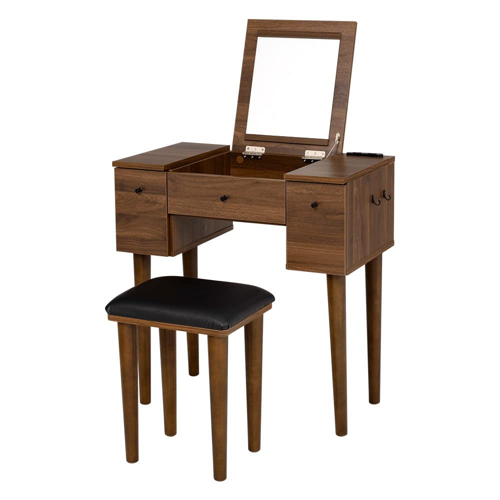 Amazon｜ドレッサー セット コンセント付き 2way ミラー角度調節可能