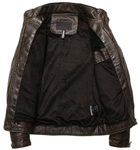Image of chouyatou Men's Vintage Stand Collar Pu Leather Jacket