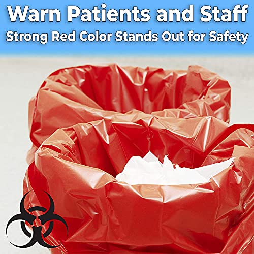 Biohazard Waste Bags 33" X 40" (30 Gallon) - 50 Count Red Hazardous Trash Can Liners – Medical Grade No Leak Bags - Great For Lab Containers, Swabs, Pads, Gloves #TOP2