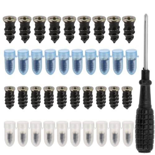 40 Piezas de Clavos de Reparación de Neumáticos de Goma, Clavos de Reparación de Neumáticos al Vacío, Kit de Reparación de Neumáticos de Auto para Motocicleta, Camión con Destornillador (20S+20L)