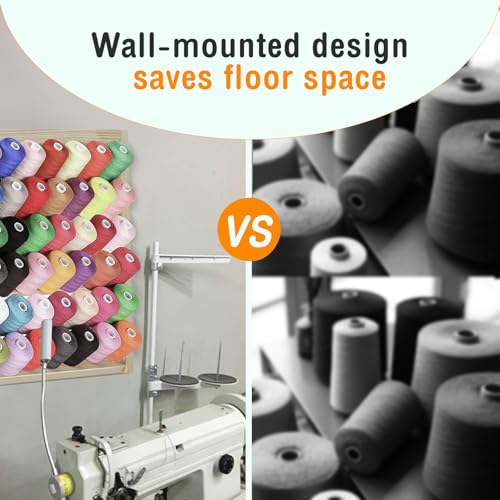 Image of Wooden Thread Holder,54 Spool Wooden Thread Rack Wall Mounted Sewing Thread Holder with Screws Multi Purpose Sewing Thread Holder Organizer for Embroidery Sewing Threads Hair Band US(54 axis)