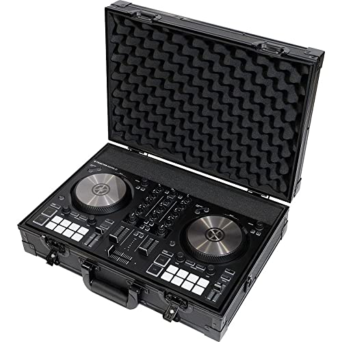 Flight Case Noir pour Contrôleur DJ Walkasse Flight Control Foam S FLX4 Black, Mousse Pick n Pluck, Profilés en Aluminium, Serrures Papillon, Poignée. Dim : 507 x 357 x 142 mm