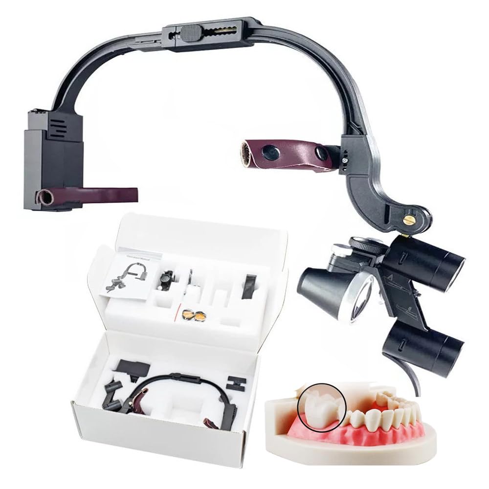 Lupe für zahnärztliche Chirurgie, 3,5-fache Dental-Fernglaslupe mit 5 W LED-Scheinwerfer, Stirnband, montierte zahnärztliche chirurgische Lupe, Laborausrüstung