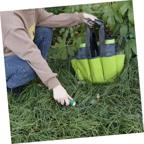 CLISPEED Garden Tool Bag Oxford Fabric with Multi Pockets, Gardening Tote Bag for Men and Women, Portable Outdoor Garden Tool Carrier in Apple Green - Image 2