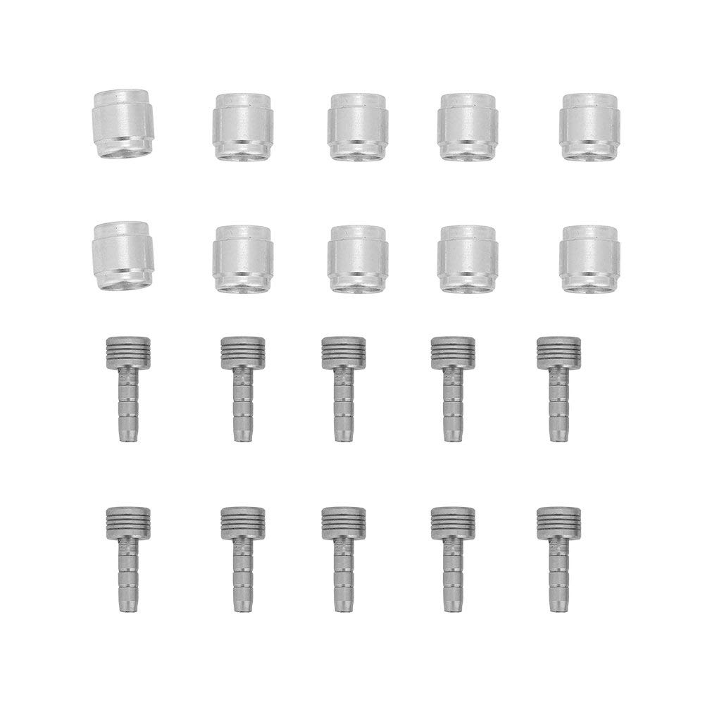Dilwe Silver Bicycle Brake Olive And Brass Connecting Insert Kit, 10 Set, Aluminium & Brass, Avid Sram Compatible, Easy To Install, No Oil Leakage, Anti-Rust,