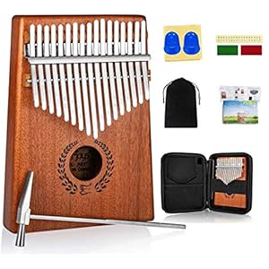Kalimba Thumb Piano 17 Keys, Portable Mbira Finger Piano w/Protective Case, Fast to Learn Songbook, All in One Kit