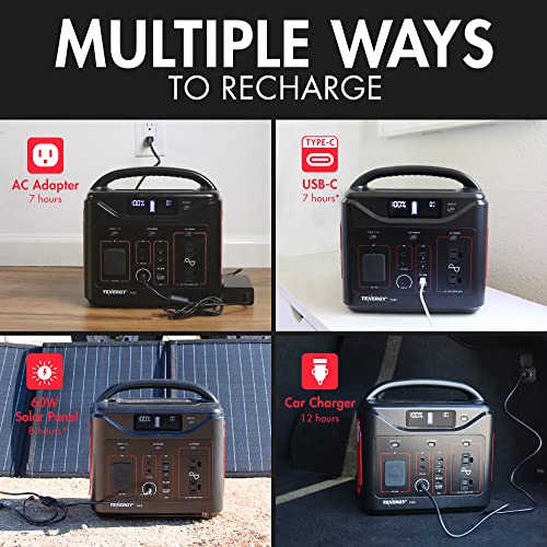 Tenergy T600 Portable Power Station, 600Wh Battery, 3x 500W (Peak 1000W) AC Outlets, USB type C PD 100W, Solar Ready Mobile Power for Outdoors Camping Vans, RV, Emergency Backup - Image 6