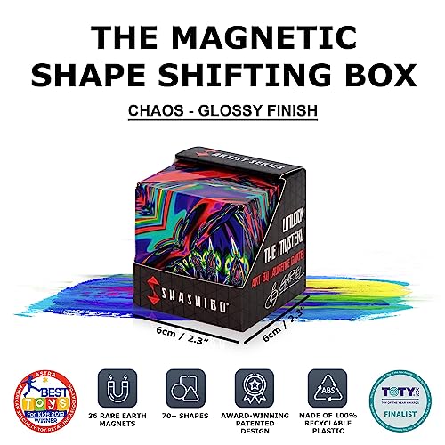 Image of Shashibo Shape Shifting Box - Award-Winning STEM Fidget Toy with Ultra Strong Magnets - Puzzle Cube Transforms Into 100+ Shapes, Perfect Sensory Gift for Kids, Teens, and Adults (Chaos)