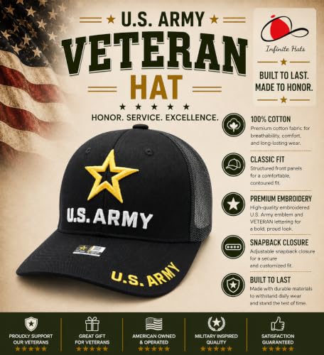 Image of US Army Veteran Hat for Men - Officially Licensed Military Baseball Cap, for Veterans