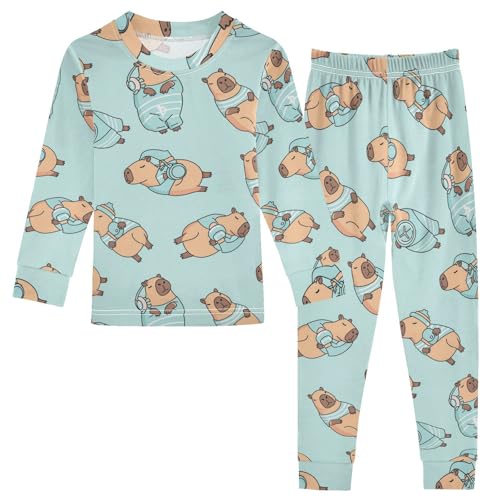 Pajama Sets Long Sleeve Cute Animal Sleep Pattern Soft Comfy Sleepwear 2 Piece PJS 3-8T