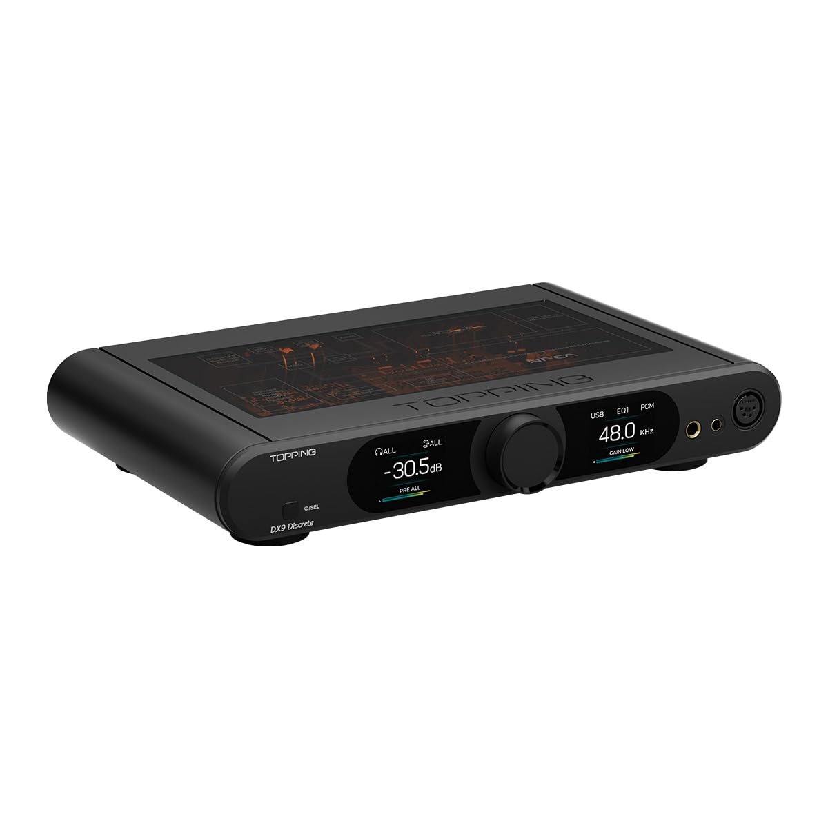 Topping DX9 Discrete Vollständig symmetrischer DAC-Kopfhörerverstärker-Kombi DSD512 PCM768 16-Element-PSRM Zehnband-Hochpräzisions-PEQ mit Fernbedienung (Schwarz)