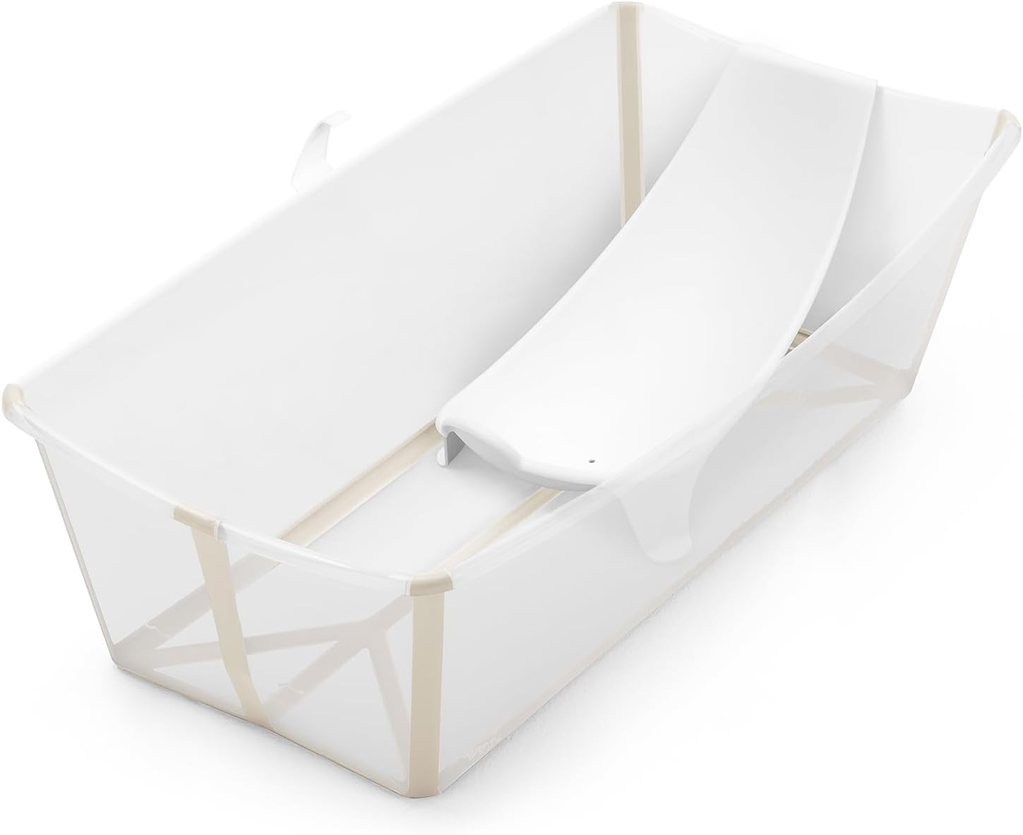 Flexi Bath X-Large Bundle, Sandy Beige - Spacious Baby Bathtub + Newborn Support - Lightweight, Foldable & Easy to Store - Best for Ages 0-6