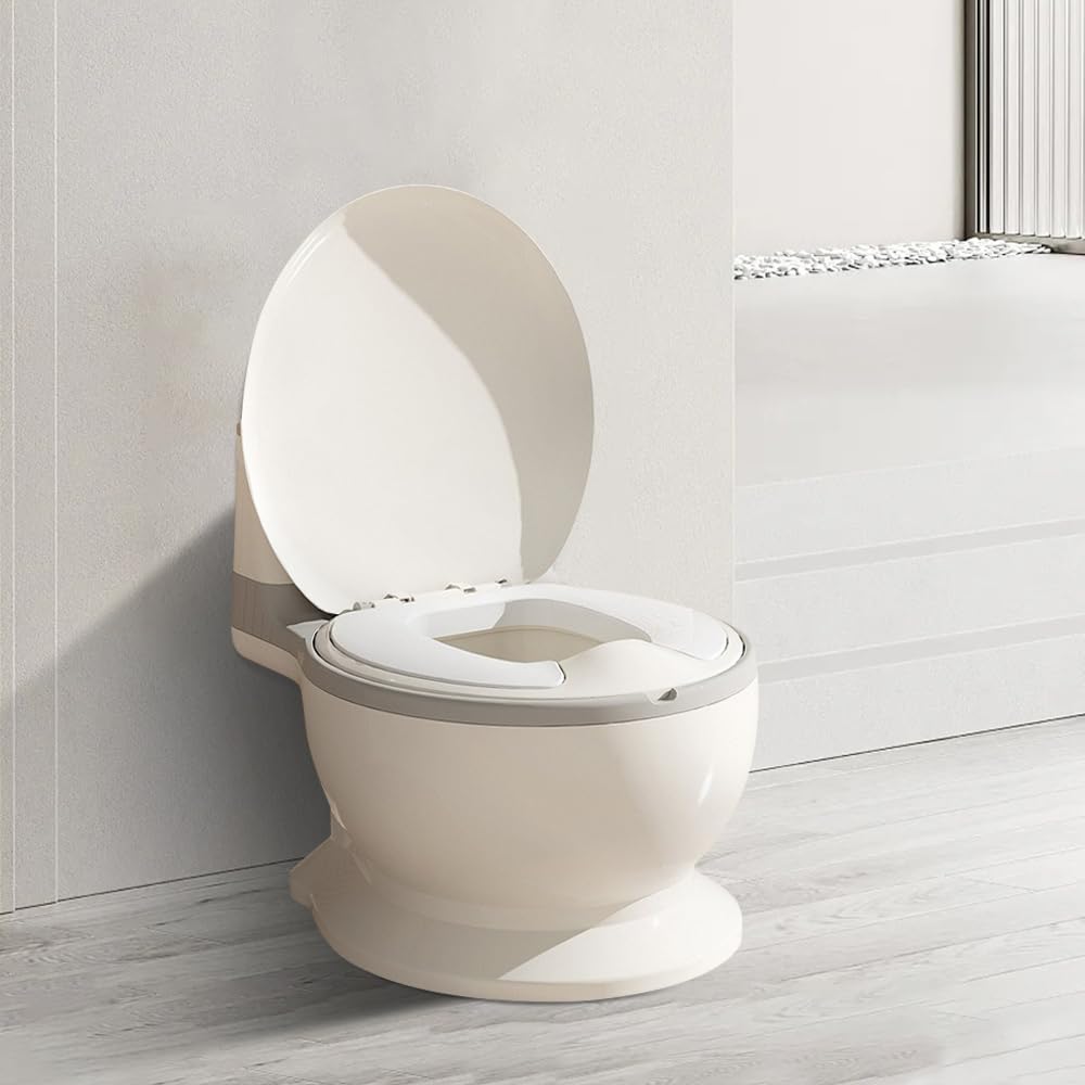 Vasetto per bambini da 36 mesi, con vaso di apprendimento rimovibile, contenitore rimovibile per WC riduttore WC grigio, 2 pezzi