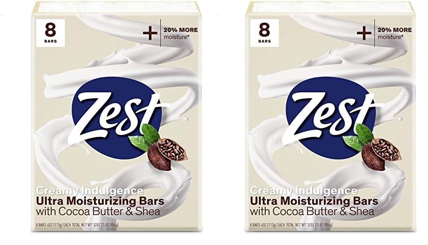 Image of Zest Bar Soap - 8 Bars - Enriched With Cocoa Butter And Shea for Ultra Moisturizing Cleansing - Leaves Your Body Feeling Silky Smooth And Deeply Moisturized (Pack of 2)