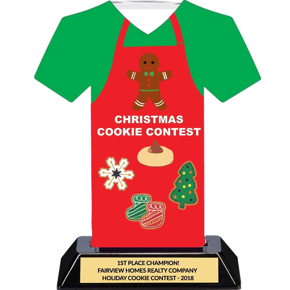 DINN BROS Christmas Cookie Contest Trophy - Cookie Party Award - Customize Engraving - 7 Inch Tall - Acrylic