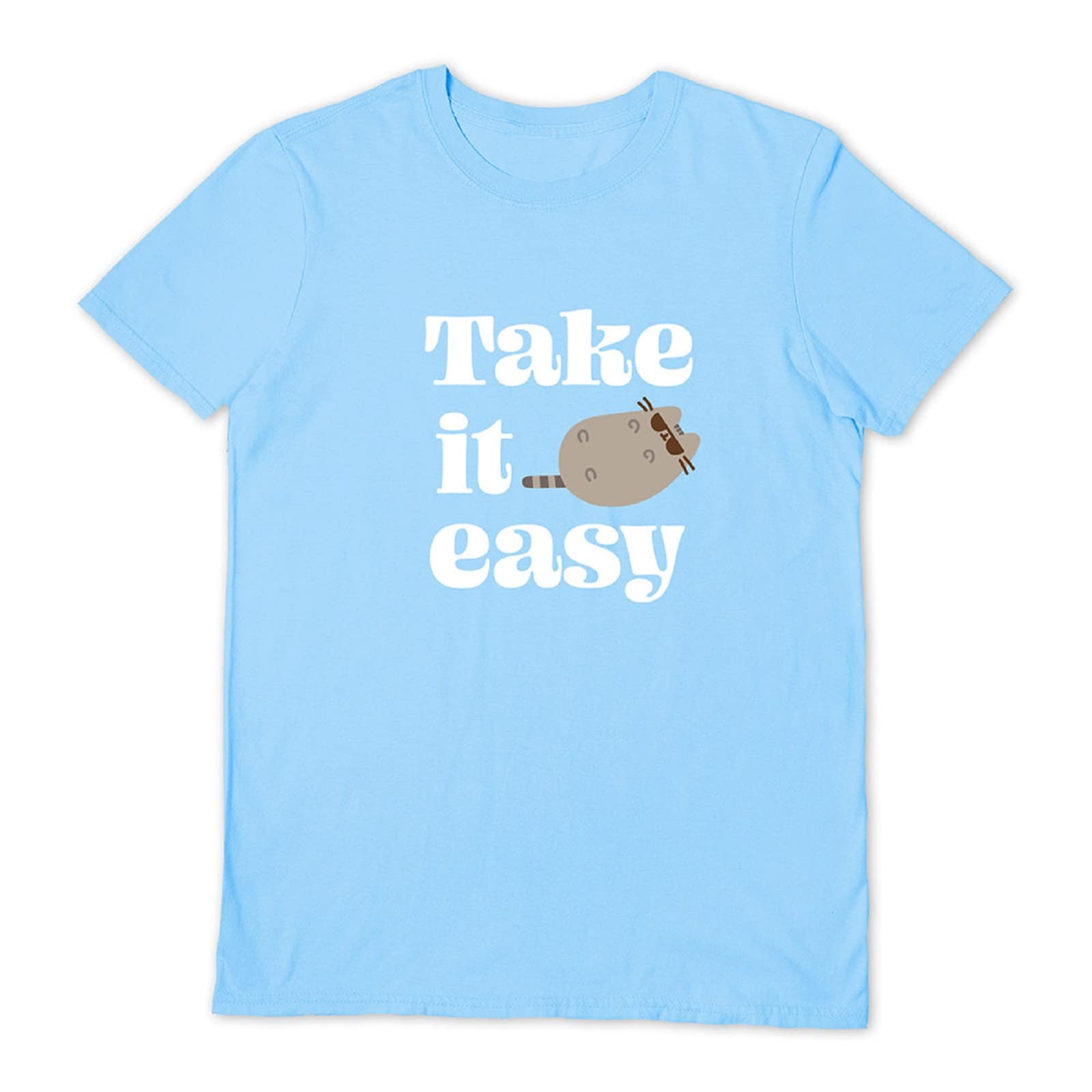 Pyramid International Women's Multicolor Pusheen Short Sleeve T-Shirt With Take It Easy Design - Official Merchandise