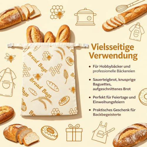 FLYGRRIV Bienenwachs Brotbeutel 2 Stück, Wiederverwendbar für Brot 43×33 cm – Ansicht 4