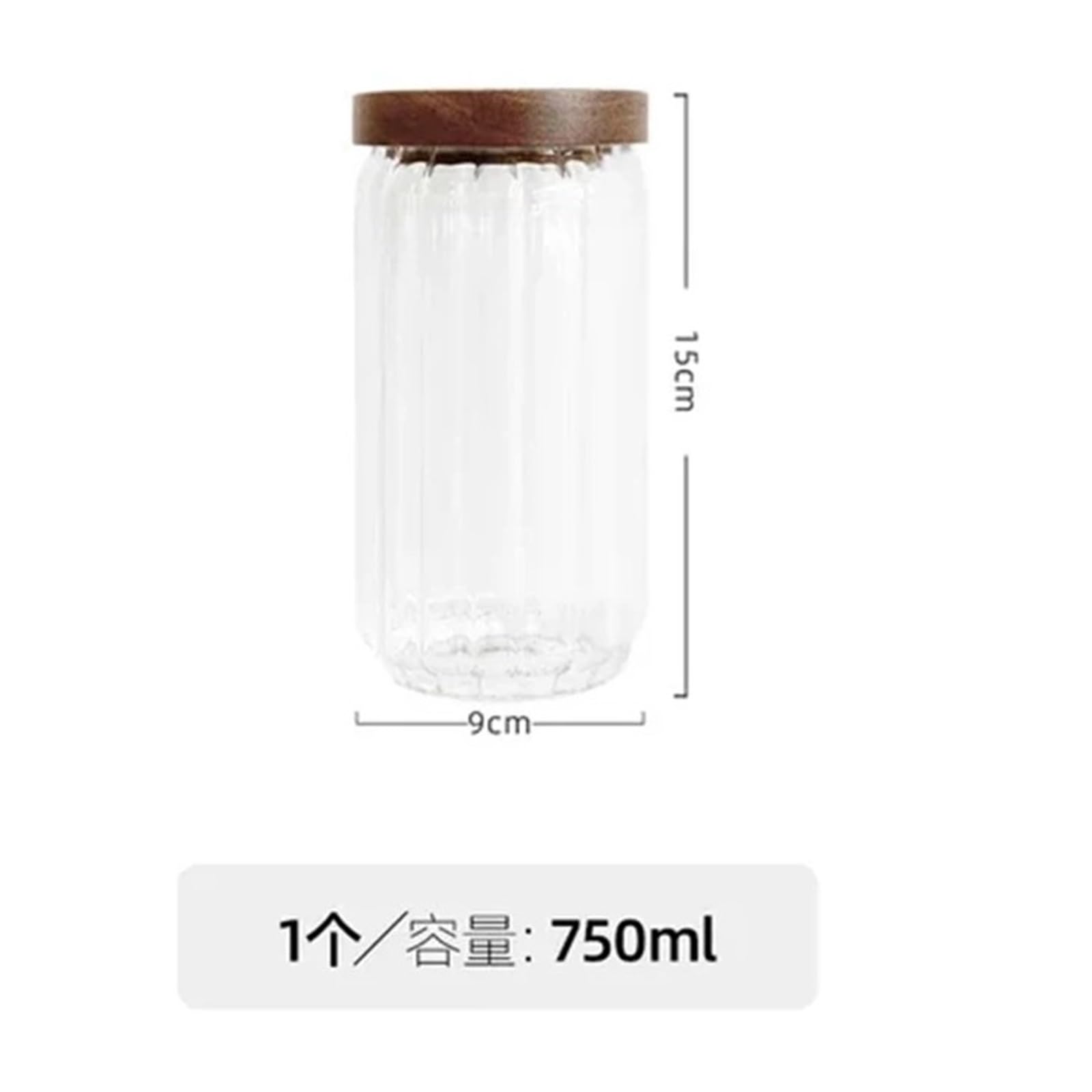 Glas-Aufbewahrungsbehälter mit Akazienholzdeckel, luftdicht | Borosilikatglas für Snacks, Tee und Kaffeebohnen in der Küche(750ML)