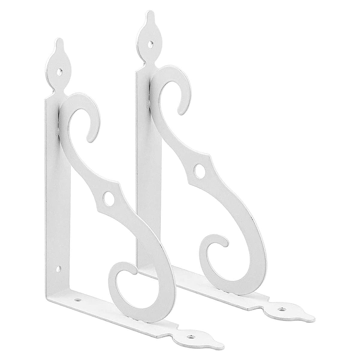 Ancllo White 2 Pack Shelf Brackets Thicken Iron Corner Brace Shelf Support Heavy Duty Wall Shelf Brackets Decorative L Shelf Support For Home Office School