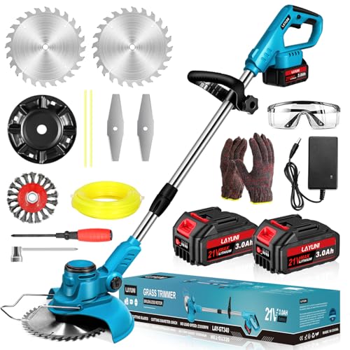 Cordless 1300W Weed Wacker with 4 Blades, 2x21V Batteries