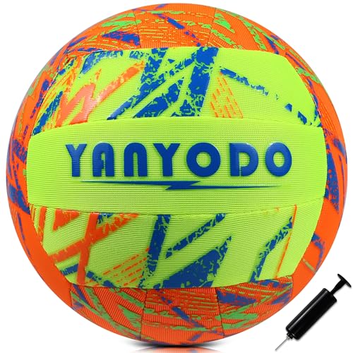 YANYODO Swimming Pool Waterproof Beach Volleyball, Soft Indoor Outdoor Size 5 Volleyball with Pump for Teenagers Adults Swimming Pool Beach Games to Play