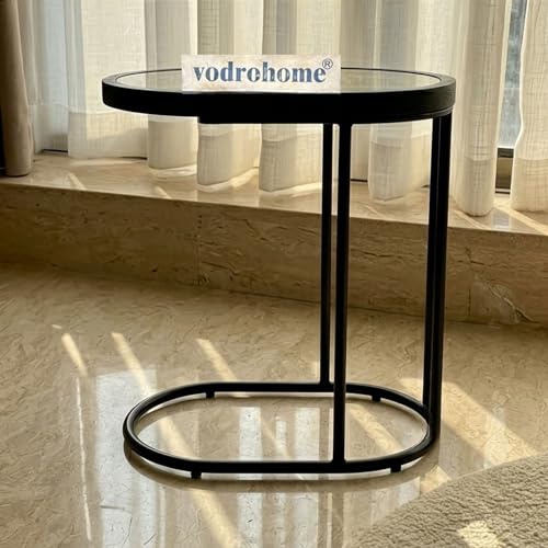 Image of Charcoal Rattan Cane Side Table with Glass top - Bohemian Solid Mango Wood Cane Iron Sofa Side end Table - Wood and Cane Nesting Table S#047 (Charcoal Black 1)
