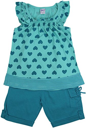 Image of ToBeInStyle Girl's Two Piece Summer Set Cute Tee Top and Matching Shorts Adorable Outfit
