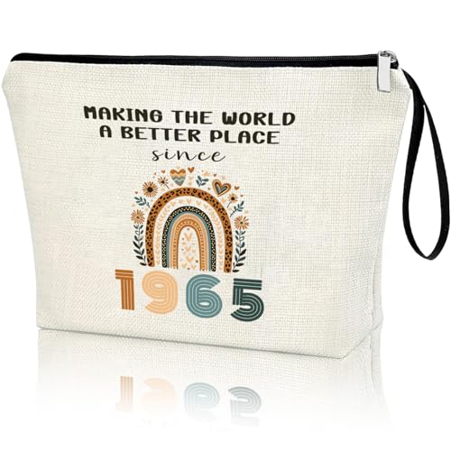 60th Birthday Gift for Women 1965 Year Gifts Idea Makeup Bag 60-Year-Old Decoration Gifts for Grandma Wife Aunt Friend Cosmetic Bag Organizer Zipper Pouch Gift for Retirement Anniversary