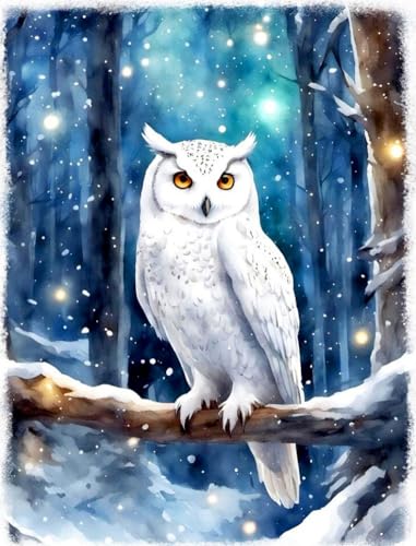 Amiiba Pre Printed Cross Stitch Kits for Adults Snow Owl 11ct Stamped Embroidery Kits 15.7×19.7 inch DIY Wall Art Decor for Beginners